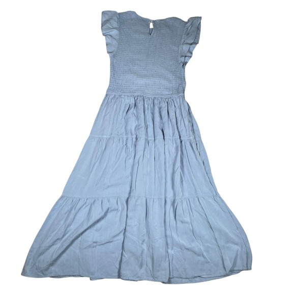 Zesica Smocked Maxi Dress Ruffle Sleeve Tiered Casual Blue Dress Size L Nwot - Picture 9 of 15